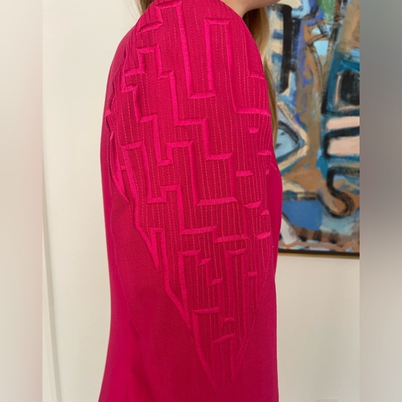 Vintage vibrant pink embroidered Double-Breasted Women's Jacket John Meyer 10 - Picture 3 of 11